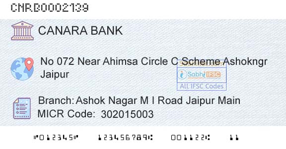Canara Bank Ashok Nagar M I Road Jaipur MainBranch 