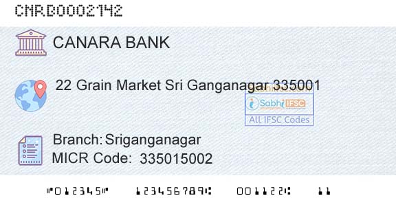 Canara Bank SriganganagarBranch 