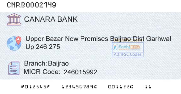 Canara Bank BaijraoBranch 