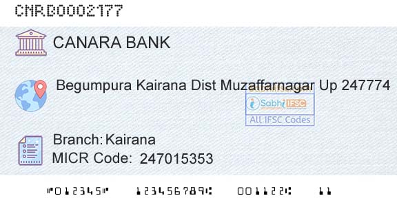 Canara Bank KairanaBranch 
