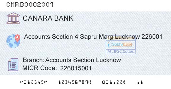 Canara Bank Accounts Section LucknowBranch 
