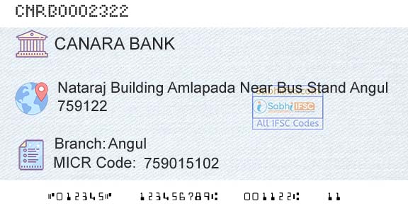 Canara Bank AngulBranch 