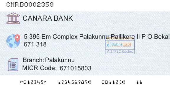 Canara Bank PalakunnuBranch 
