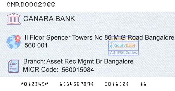 Canara Bank Asset Rec Mgmt Br BangaloreBranch 