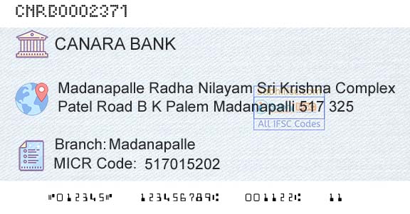 Canara Bank MadanapalleBranch 
