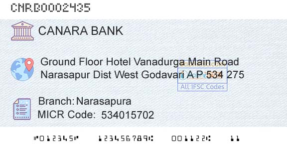Canara Bank NarasapuraBranch 