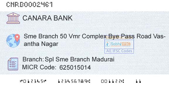 Canara Bank Spl Sme Branch MaduraiBranch 