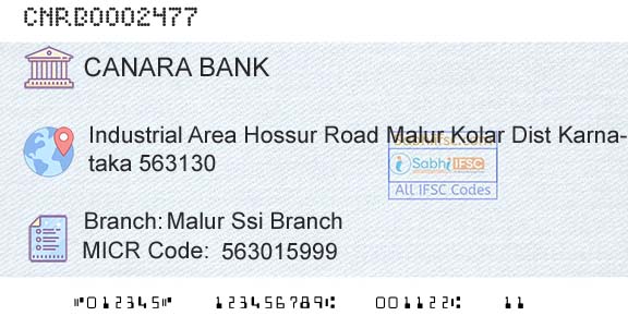 Canara Bank Malur Ssi BranchBranch 