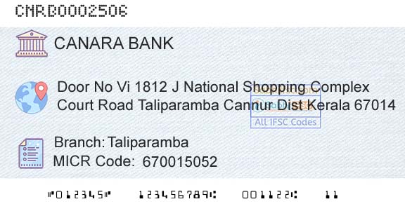 Canara Bank TaliparambaBranch 