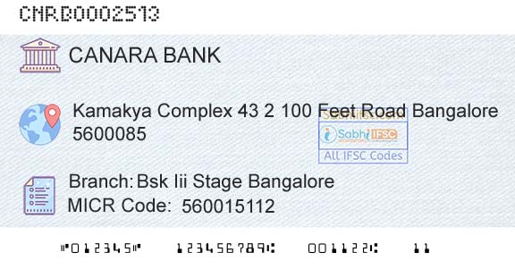 Canara Bank Bsk Iii Stage BangaloreBranch 