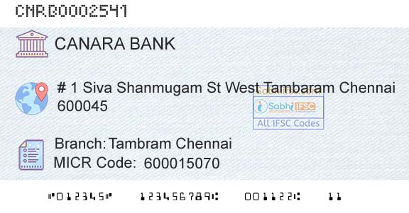 Canara Bank Tambram ChennaiBranch 