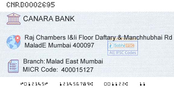 Canara Bank Malad East MumbaiBranch 
