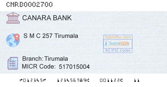 Canara Bank TirumalaBranch 