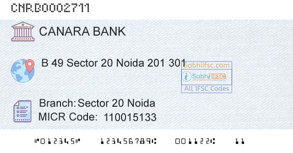 Canara Bank Sector 20 NoidaBranch 