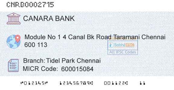 Canara Bank Tidel Park ChennaiBranch 