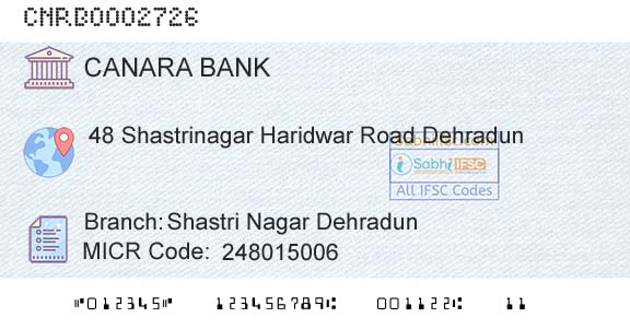 Canara Bank Shastri Nagar DehradunBranch 
