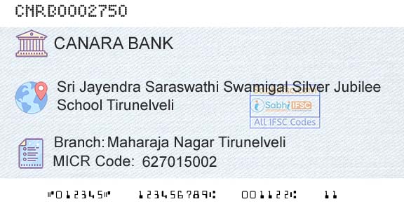 Canara Bank Maharaja Nagar TirunelveliBranch 