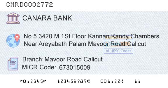 Canara Bank Mavoor Road CalicutBranch 