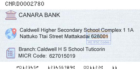 Canara Bank Caldwell H S School TuticorinBranch 