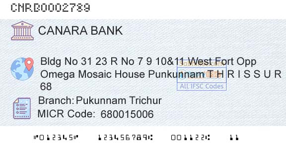 Canara Bank Pukunnam TrichurBranch 