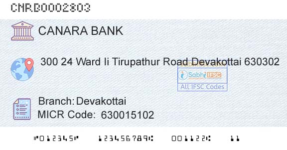 Canara Bank DevakottaiBranch 
