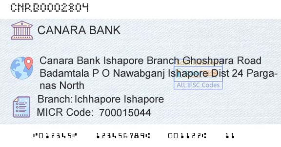 Canara Bank Ichhapore Ishapore Branch 