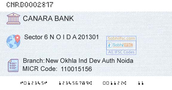 Canara Bank New Okhla Ind Dev Auth Noida Branch 
