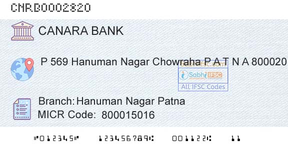Canara Bank Hanuman Nagar PatnaBranch 