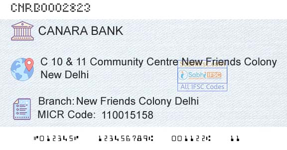 Canara Bank New Friends Colony DelhiBranch 