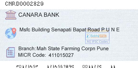 Canara Bank Mah State Farming Corpn PuneBranch 