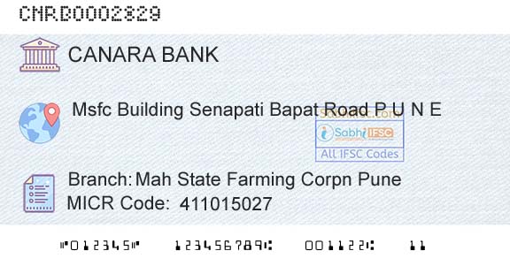Canara Bank Mah State Farming Corpn PuneBranch