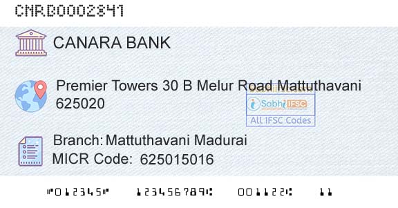 Canara Bank Mattuthavani Madurai Branch 