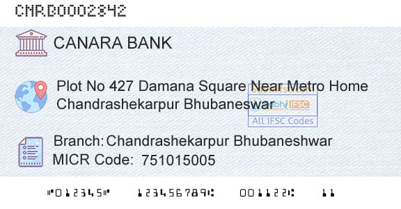 Canara Bank Chandrashekarpur BhubaneshwarBranch 