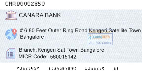 Canara Bank Kengeri Sat Town BangaloreBranch 