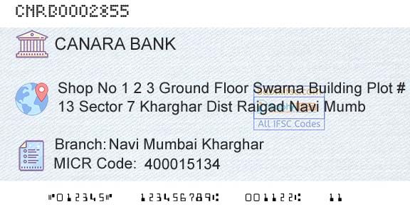 Canara Bank Navi Mumbai KhargharBranch 