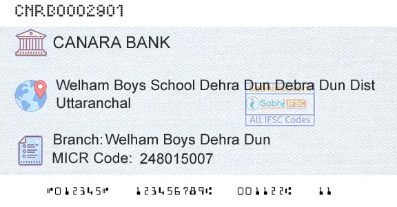 Canara Bank Welham Boys Dehra DunBranch 