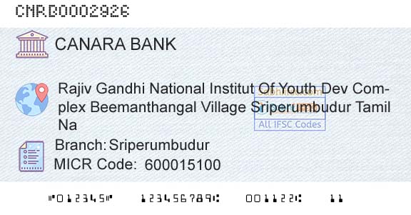 Canara Bank SriperumbudurBranch 