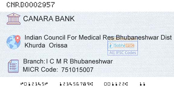 Canara Bank I C M R BhubaneshwarBranch 
