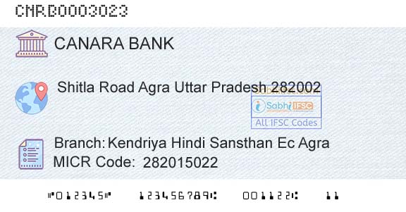 Canara Bank Kendriya Hindi Sansthan Ec AgraBranch 