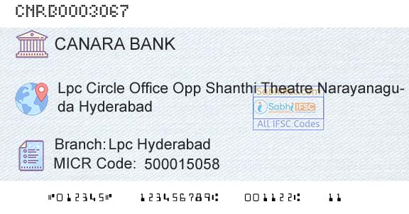 Canara Bank Lpc HyderabadBranch 