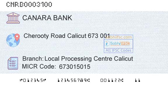 Canara Bank Local Processing Centre CalicutBranch 