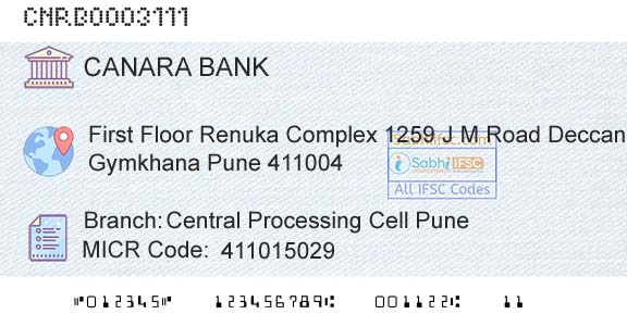 Canara Bank Central Processing Cell PuneBranch 