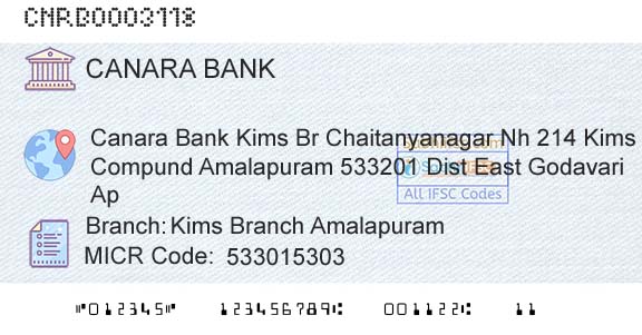 Canara Bank Kims Branch AmalapuramBranch 