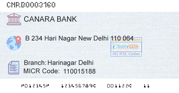 Canara Bank Harinagar DelhiBranch 