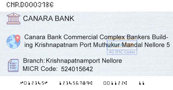 Canara Bank Krishnapatnamport NelloreBranch 