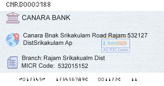 Canara Bank Rajam Srikakualm DistBranch