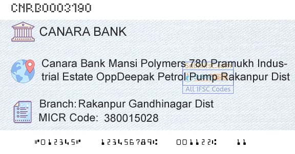 Canara Bank Rakanpur Gandhinagar DistBranch 