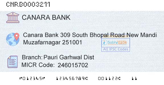 Canara Bank Pauri Garhwal DistBranch 