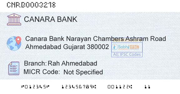 Canara Bank Rah AhmedabadBranch 
