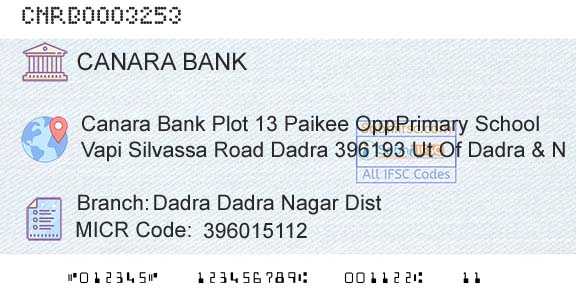 Canara Bank Dadra Dadra Nagar DistBranch 